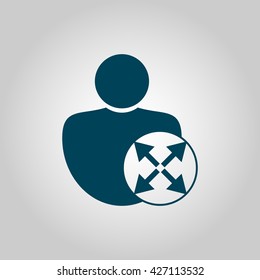 Vector illustration of user diagonal sign icon on grey background.