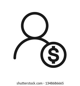Vector illustration of user earnings icon. User with dollar icon