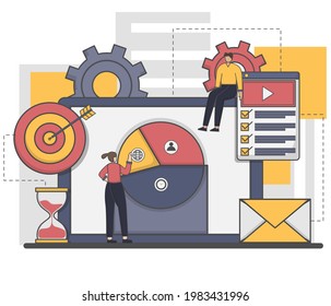 Vector illustration user experience landing page concept. software development, mobile code, programming, dashboard, design concept