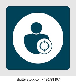 Vector illustration of user goal sign icon on blue background.