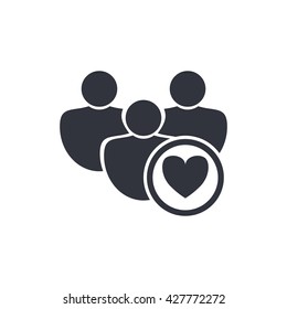 Vector illustration of user heart sign icon on white background.