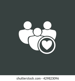 Vector illustration of user heart sign icon on dark background.