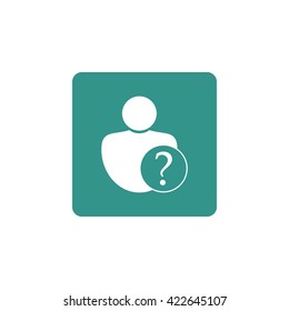 Vector illustration of user help sign icon on green background.