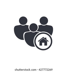 Vector illustration of user home sign icon on white background.