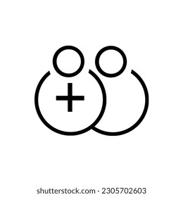 Ilustración vectorial, icono Usuario, icono Añadir a amigos, contacto, forma de círculo blanco y negro, Lombok Indonesia.