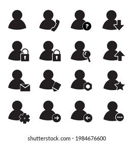 ilustración vectorial del diseño del conjunto de iconos de usuario en estilo sólido negro. adecuado para activos gráficos empresariales y corporativos, diseño web, medios impresos, etc.