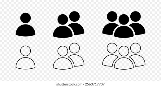 Vector illustration of User icon set isolated on transparent background