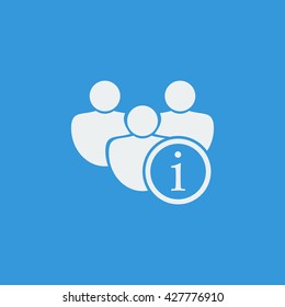 Vector illustration of user info sign icon on blue background.