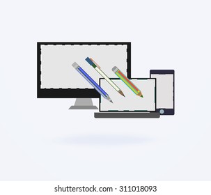 Vector illustration of the user interface on the PC and mobile device.
Flat vector design element digital