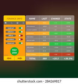 Vector illustration of user interface, showing various analytics visualization. Easy to edit, clear and simple.