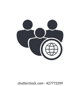 Vector illustration of user internet sign icon on white background.