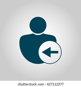 Vector illustration of user left sign icon on grey background.