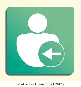 Vector illustration of user left sign icon on green light background.