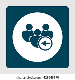 Vector illustration of user left sign icon on blue background.