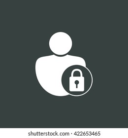 Vector illustration of user lock sign icon on dark background.