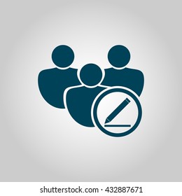Vector illustration of user modify sign icon on grey background.