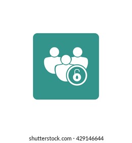 Vector illustration of user open sign icon on green background.