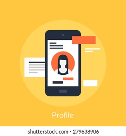 Vector Illustration Of User Profile Flat Design Concept.