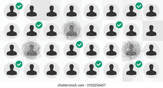 vector illustration of user profile icons and deleting adding people to friend list and black list