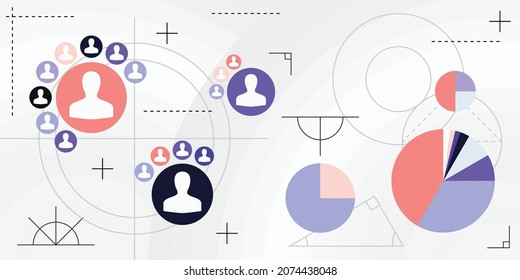 vector illustration of user profile icons and metrics symbols for measuring traffic and engagement