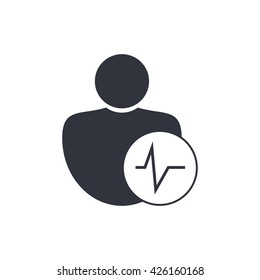 Vector illustration of user pulse sign icon on white background.
