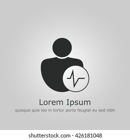 Vector illustration of user pulse sign icon on grey background.