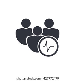 Vector illustration of user pulse sign icon on white background.