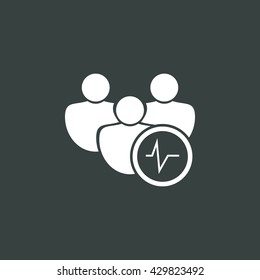 Vector illustration of user pulse sign icon on dark background.