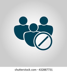 Vector illustration of user reject sign icon on grey background.