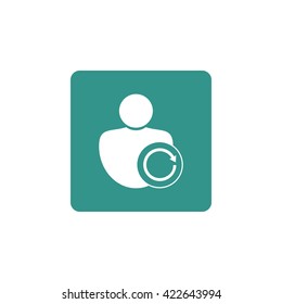 Vector illustration of user reload sign icon on green background.