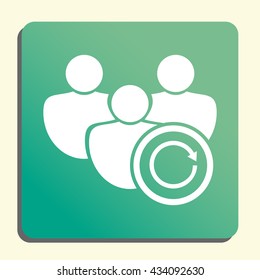 Vector illustration of user reload sign icon on green light background.