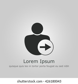 Vector illustration of user right sign icon on grey background.