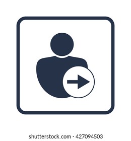 Vector illustration of user right sign icon on blue round background.