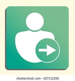 Vector illustration of user right sign icon on green light background.