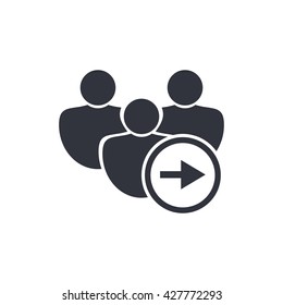 Vector illustration of user right sign icon on white background.
