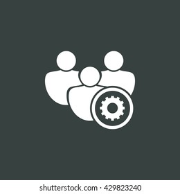 Vector illustration of user settings sign icon on dark background.