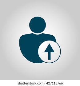 Vector illustration of user up sign icon on grey background.