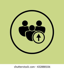 Vector illustration of user up sign icon on green circle background.