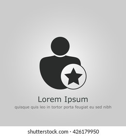Vector illustration of user star sign icon on grey background.
