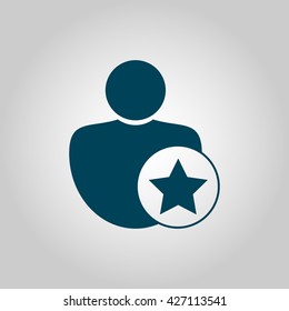 Vector illustration of user star sign icon on grey background.
