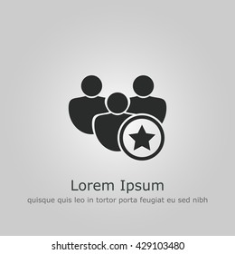Vector illustration of user star sign icon on grey background.