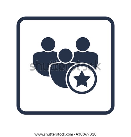 Vector illustration of user star sign icon on blue round background.