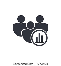 Vector illustration of user stats sign icon on white background.