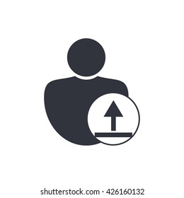 Vector illustration of user upload sign icon on white background.