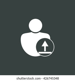 Vector illustration of user upload sign icon on dark background.