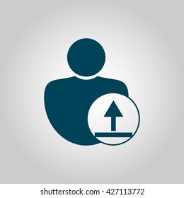 Vector illustration of user upload sign icon on grey background.