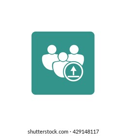 Vector illustration of user upload sign icon on green background.