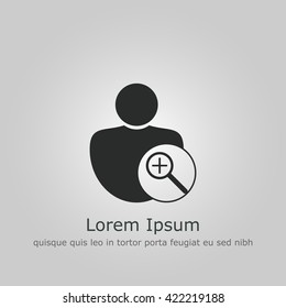 Vector illustration of user zoom in icon. Premium quality web icon.