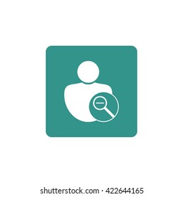 Vector illustration of user zoom out sign icon on green background.