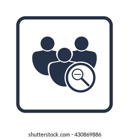 Vector illustration of user zoom out sign icon on blue round background.